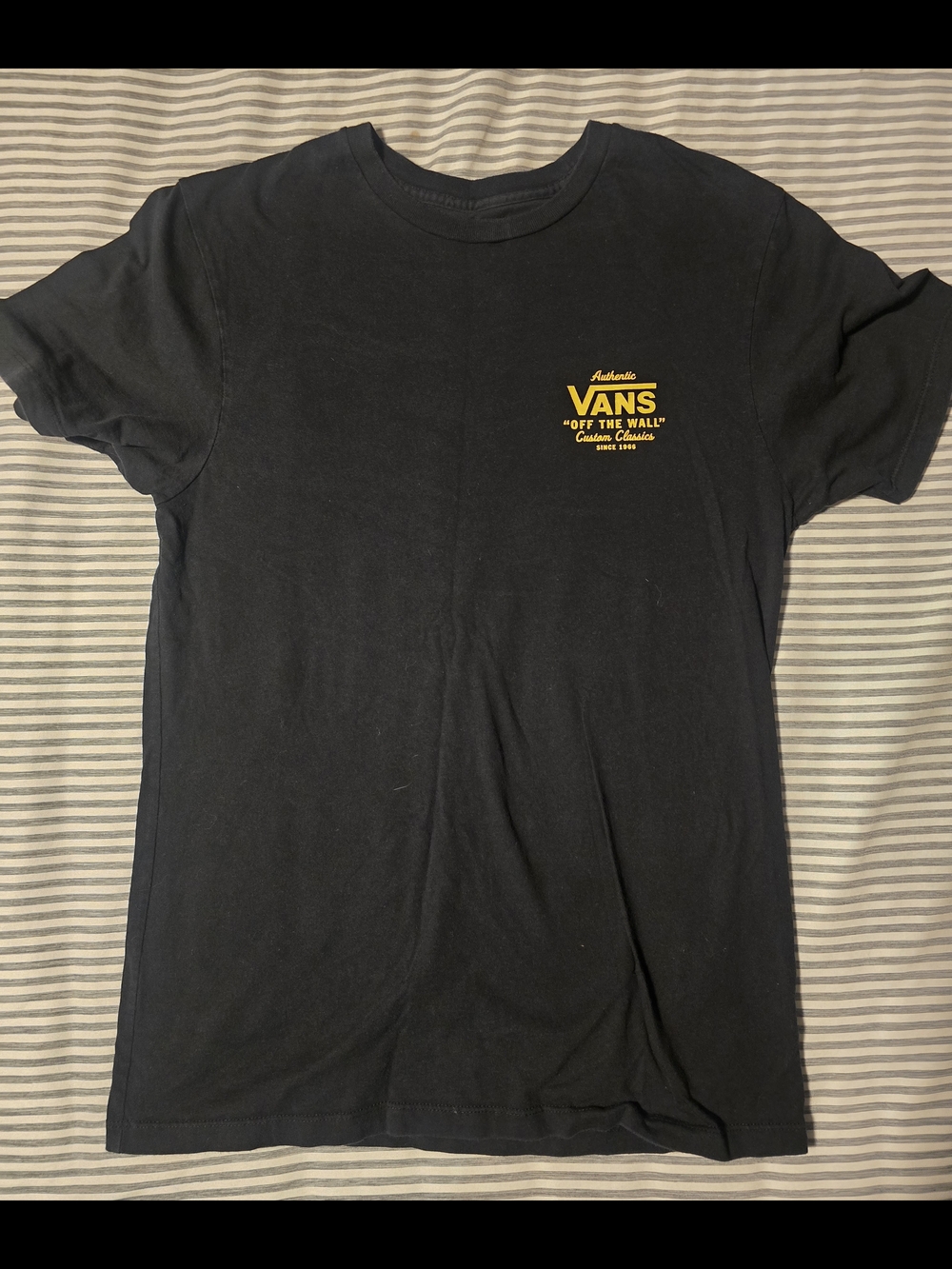 Vans Black Short Sleeve Tee with Yellow Off The Wall Logo